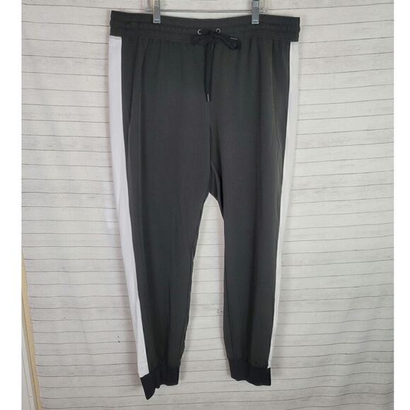 ATHLETA DEREK LAM ICON COLLAB BLACK JOGGERS W WHITE SIDE STRIPE, SZ LARGE - Picture 1 of 13